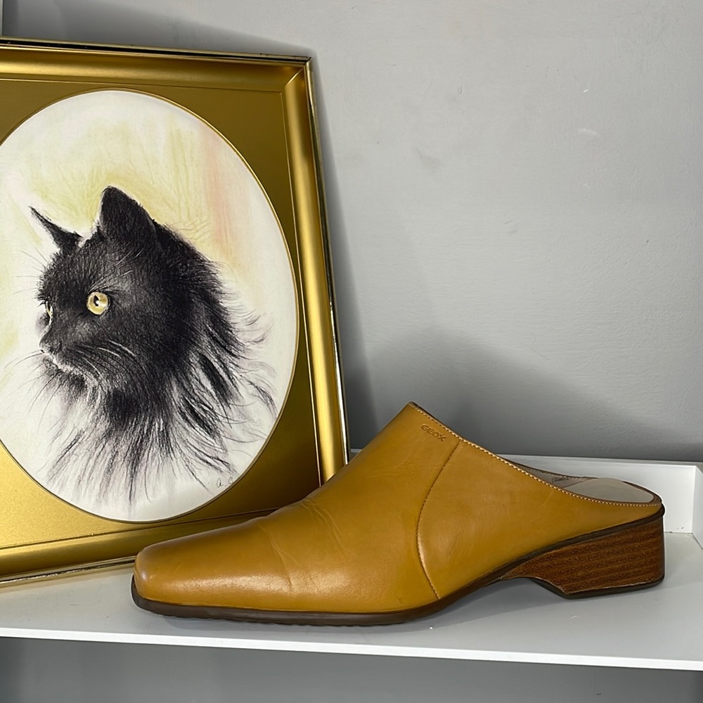 GEOX Respira Women's Square Toe Mules Caramel Colour Size EU 38 US 8